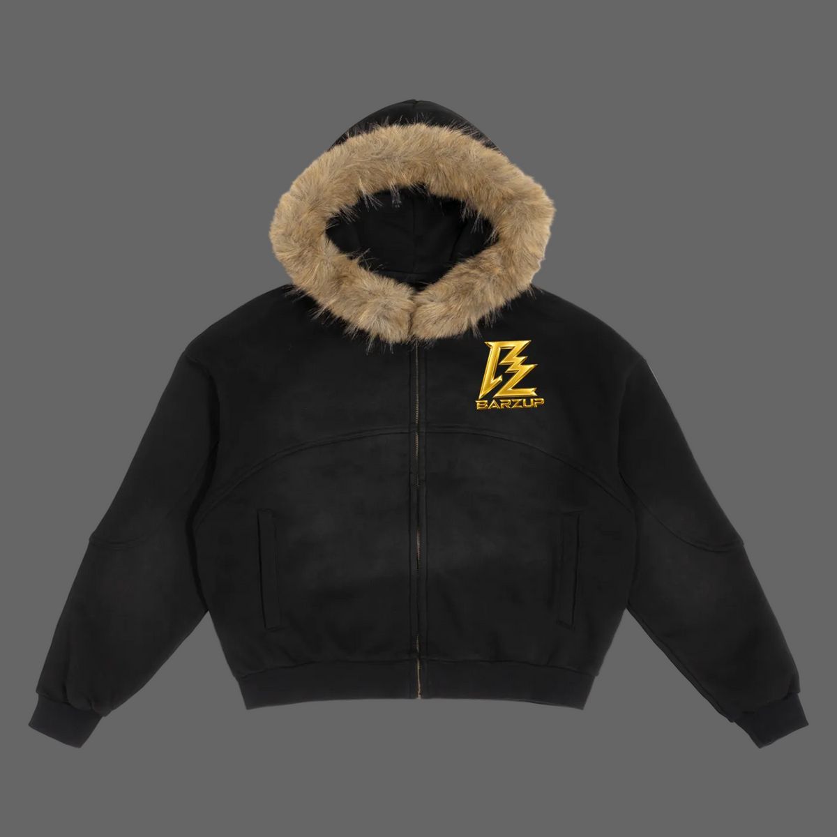 BARZUP Sun Fade Detachable Fur Hoodie