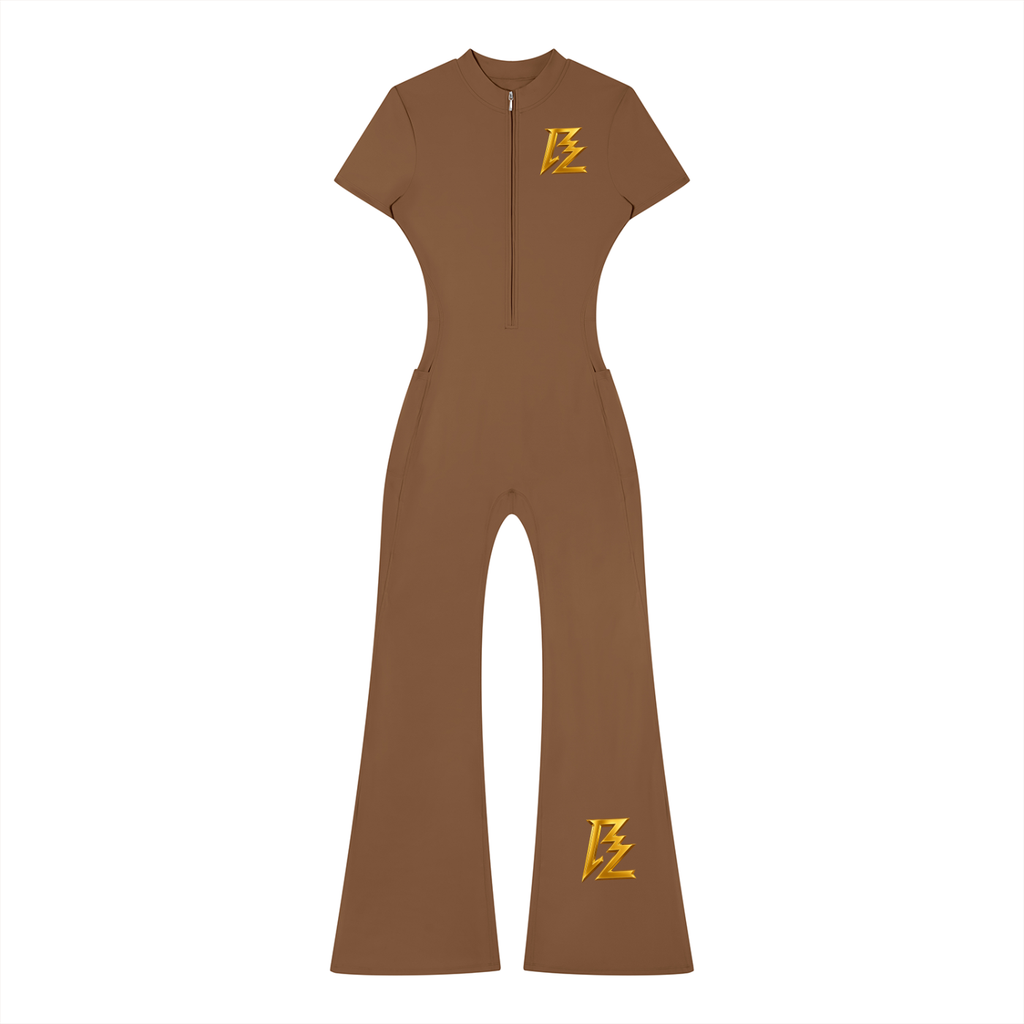 BARZUP Women’s Flared Quarter-Zip Jumpsuit