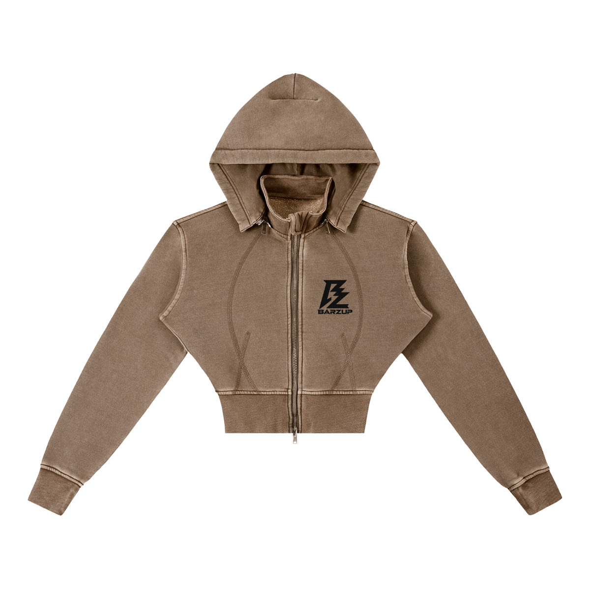 BARZUP Women Vintage Washed Cropped Fleece Set