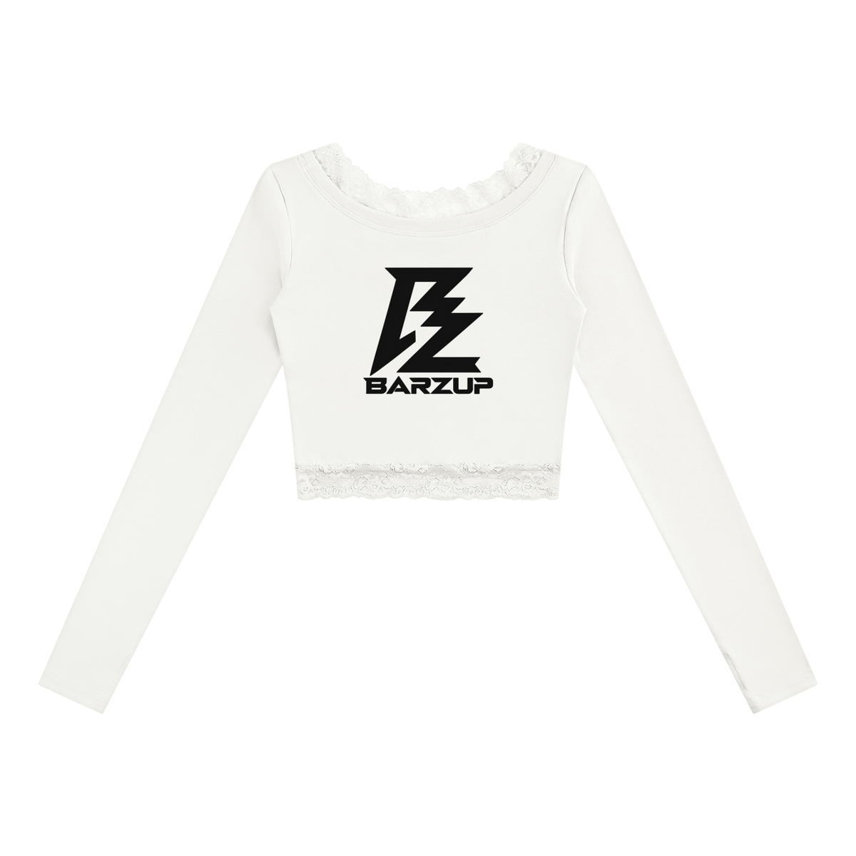 BARZUP Women's Lace Trim Long Sleeve T-Shirt