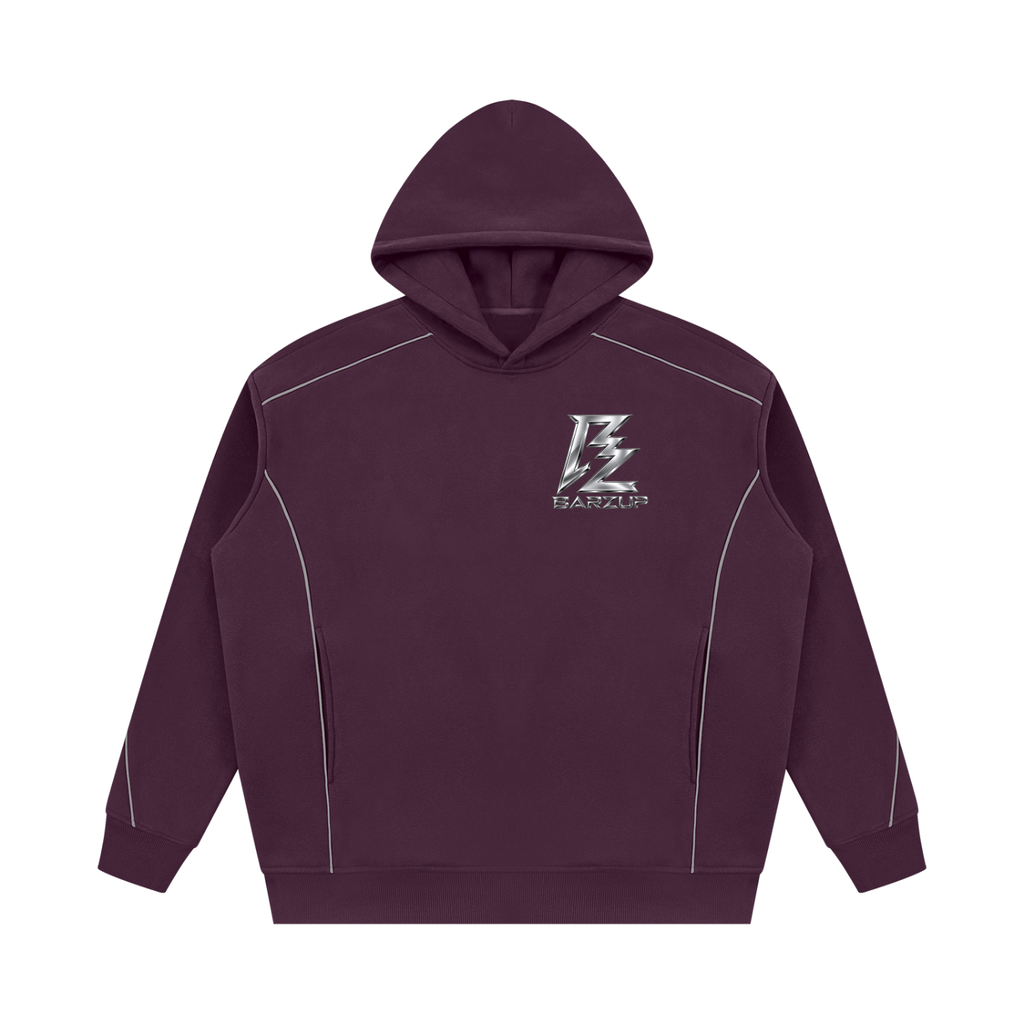BARZUP Unisex Oversized Piping Fleece Hoodie Set