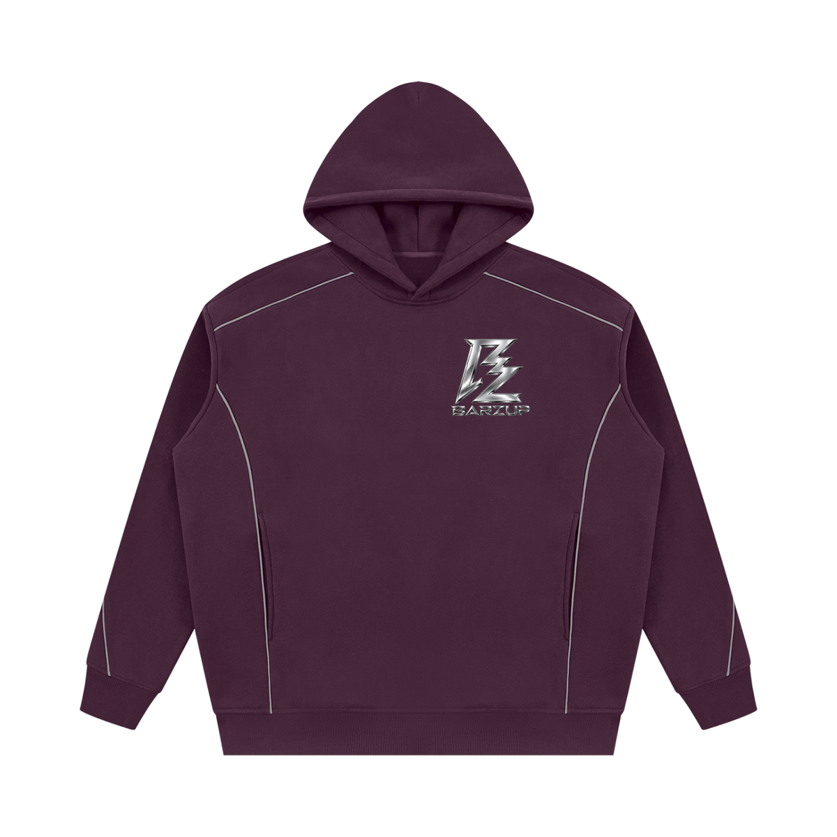 BARZUP Unisex Oversized Piping Fleece Hoodie Set