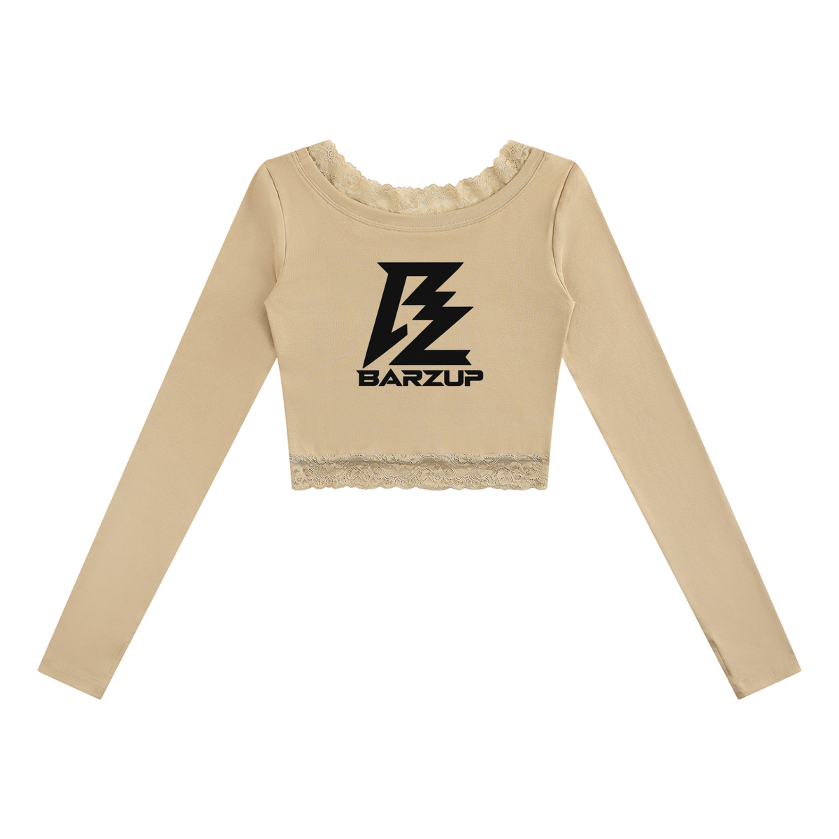 BARZUP Women's Lace Trim Long Sleeve T-Shirt