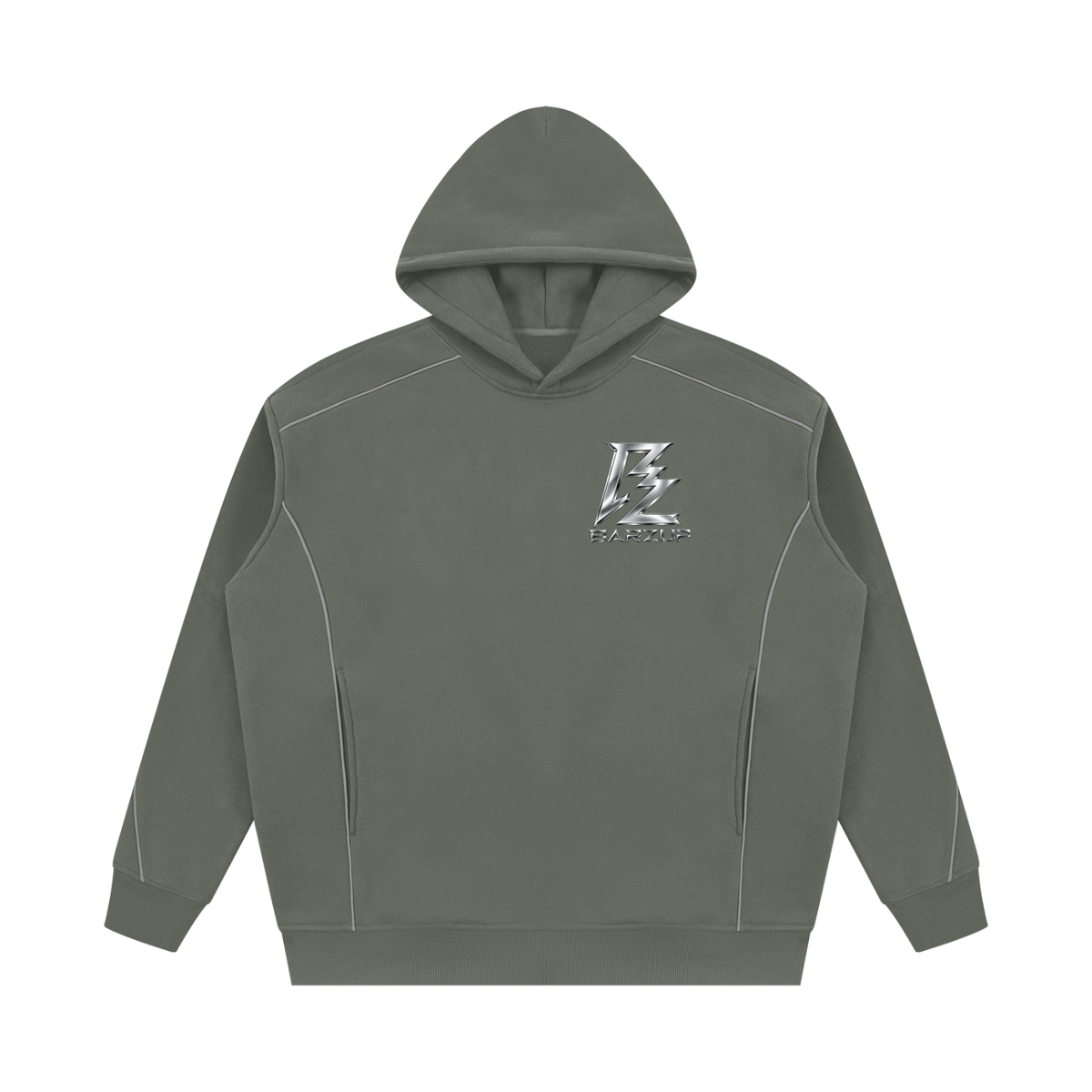 BARZUP Unisex Oversized Piping Fleece Hoodie Set