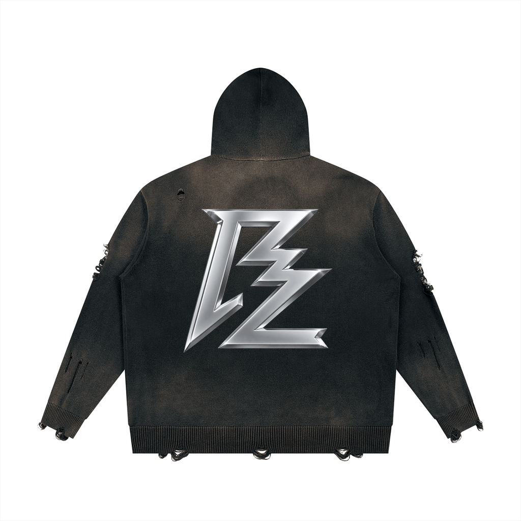 BARZUP Premium Distressed Full-Zip Hoodie