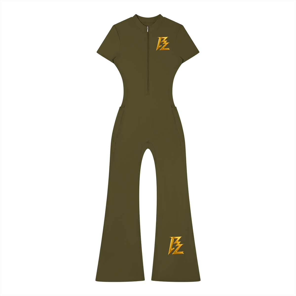 BARZUP Women’s Flared Quarter-Zip Jumpsuit