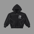 Contrast-Stitched Boxy Fleece Zip Hoodie