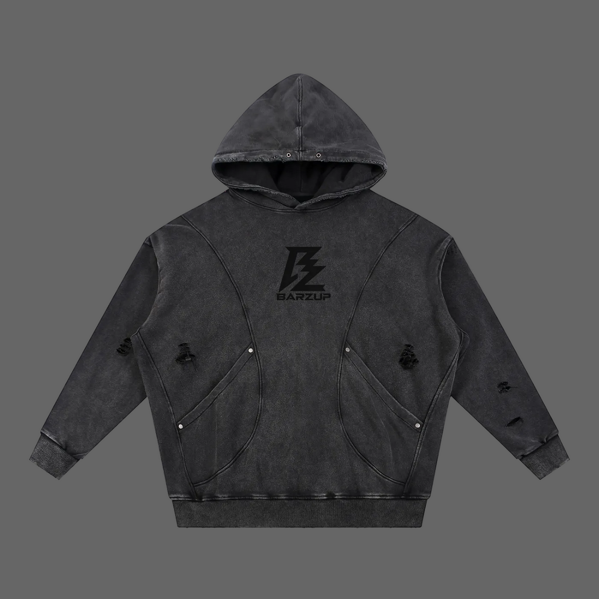 BARZUP Snow-Washed Distressed Hoodie