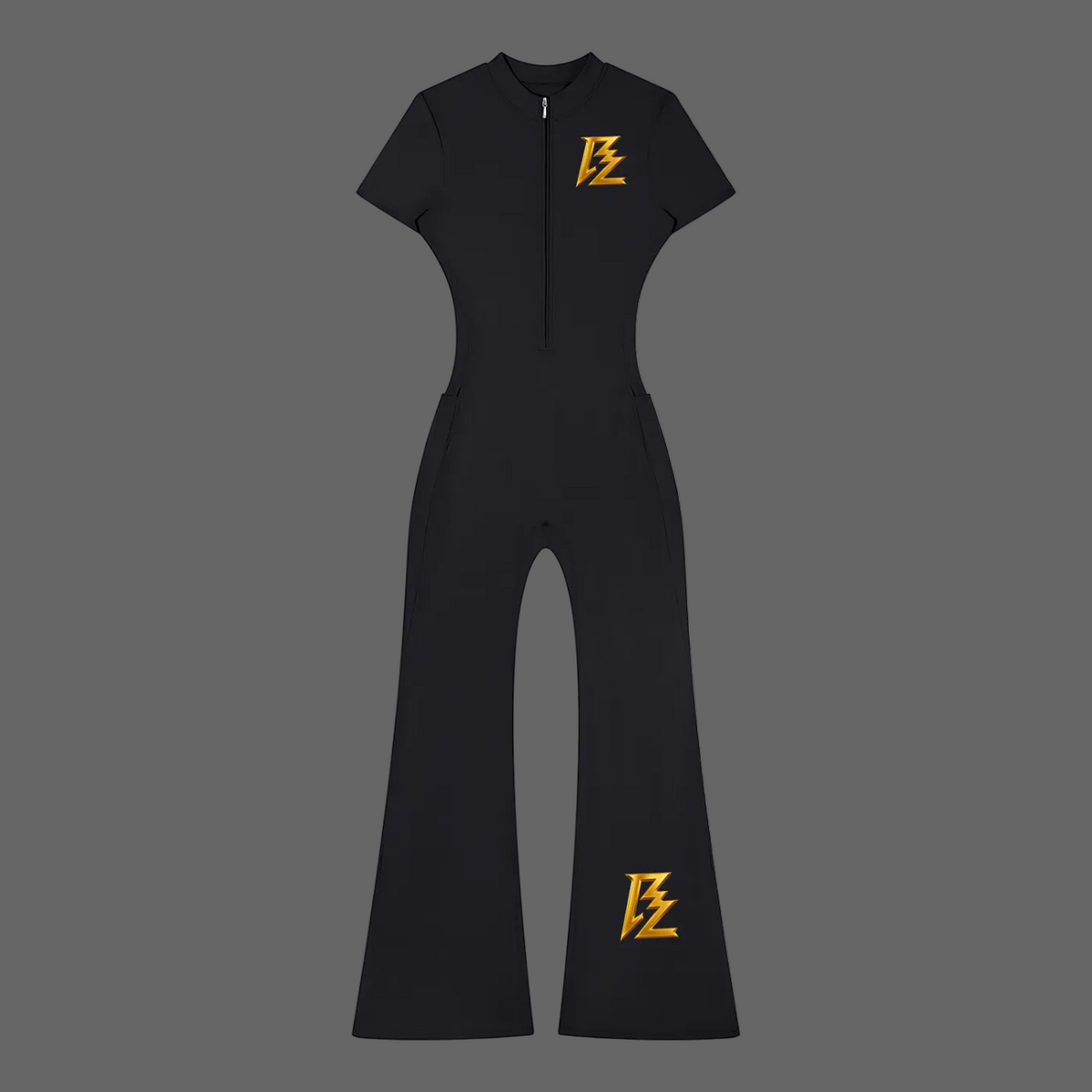 BARZUP Women’s Flared Quarter-Zip Jumpsuit