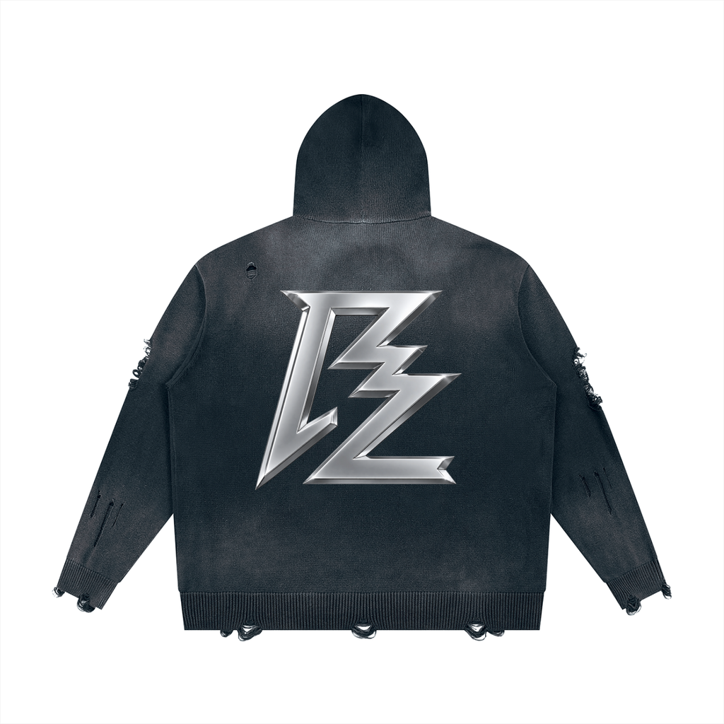 BARZUP Premium Distressed Full-Zip Hoodie