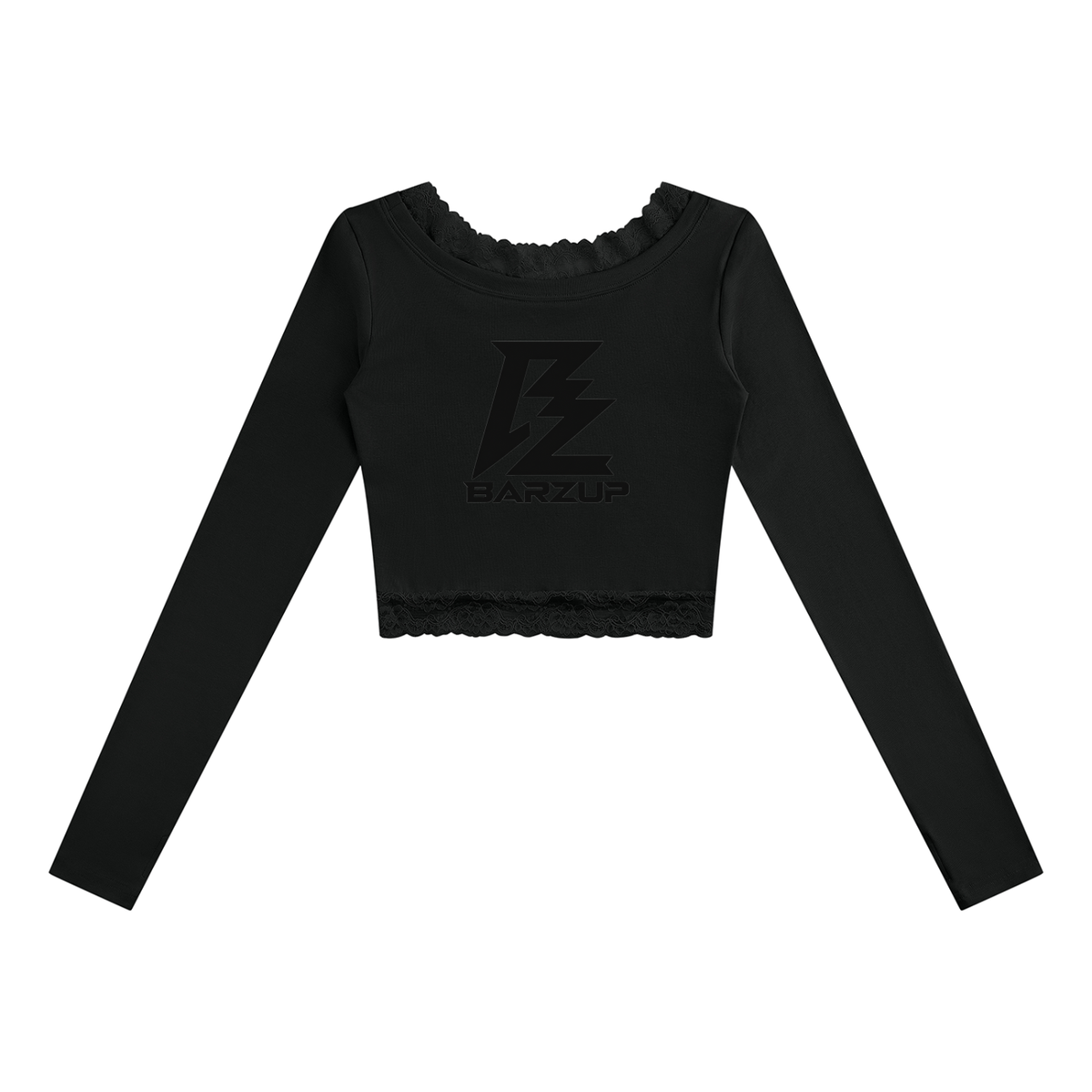 BARZUP Women's Lace Trim Long Sleeve T-Shirt