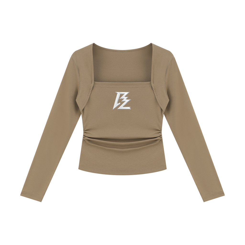 BARZUP Women's Ruched Long Sleeve T-Shirt