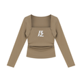 BARZUP Women's Ruched Long Sleeve T-Shirt
