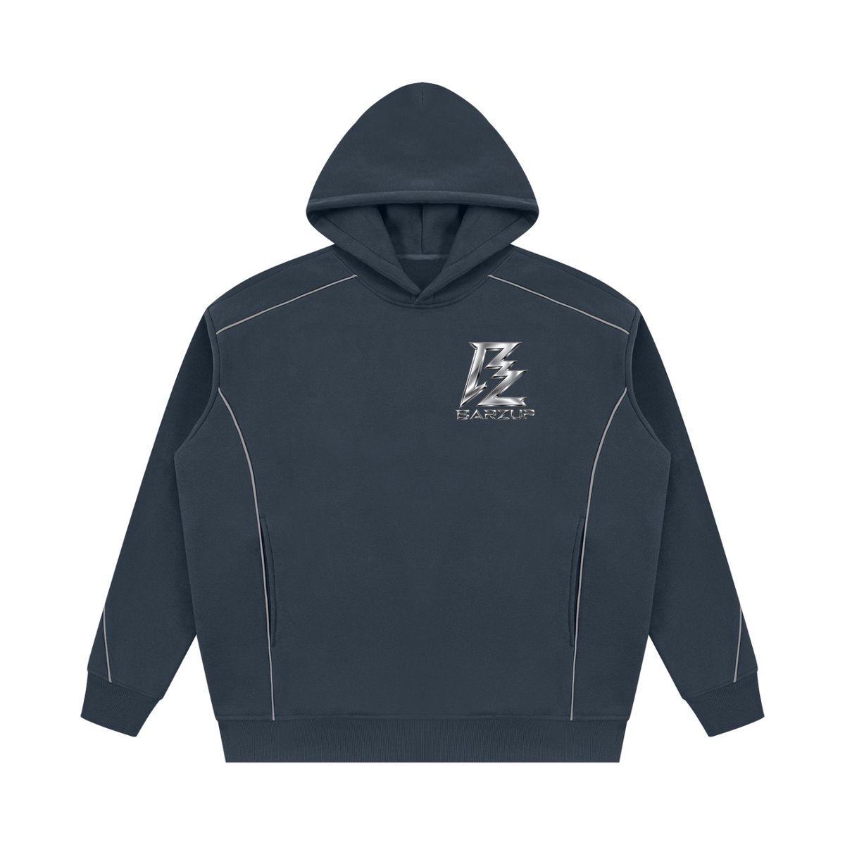 BARZUP Unisex Oversized Piping Fleece Hoodie Set