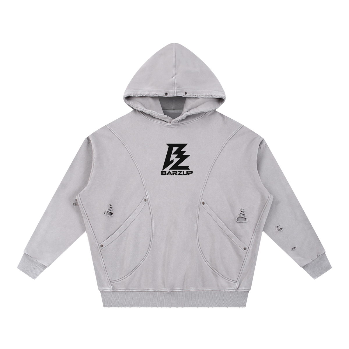 BARZUP Snow-Washed Distressed Hoodie