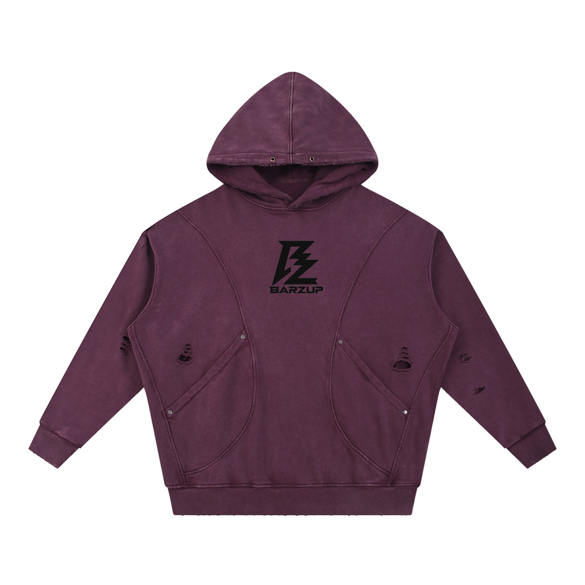 BARZUP Snow-Washed Distressed Hoodie
