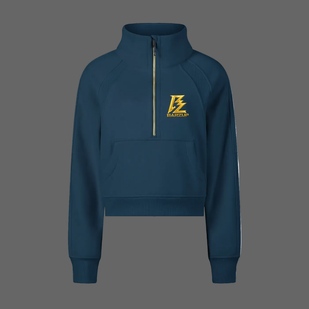 BARZUP Gold Monogram Cropped Half-Zip Sweatshirt