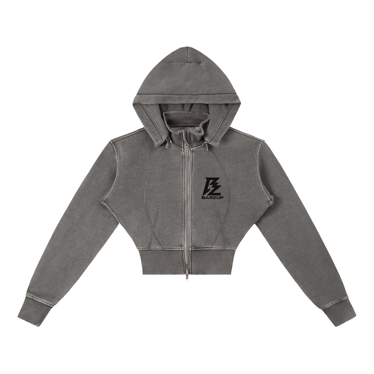 BARZUP Women Vintage Washed Cropped Fleece Set