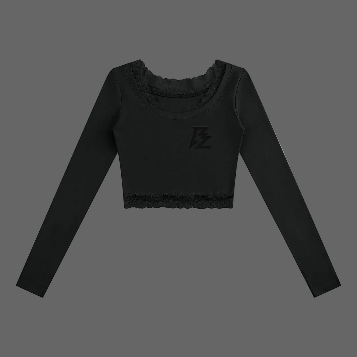 BARZUP Women's Lace Trim Long Sleeve T-Shirt