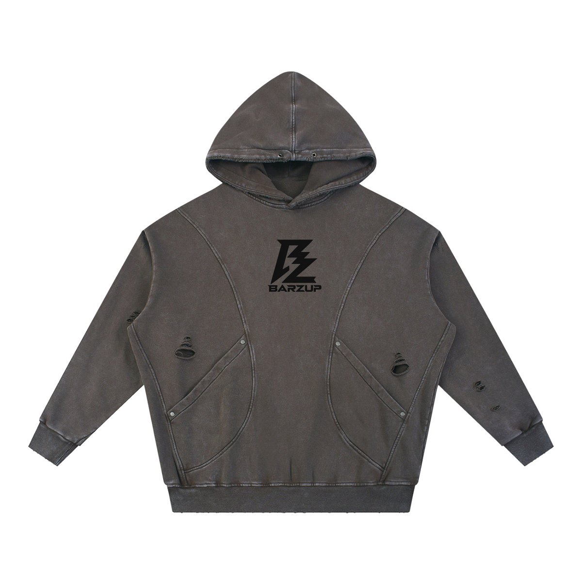 BARZUP Snow-Washed Distressed Hoodie