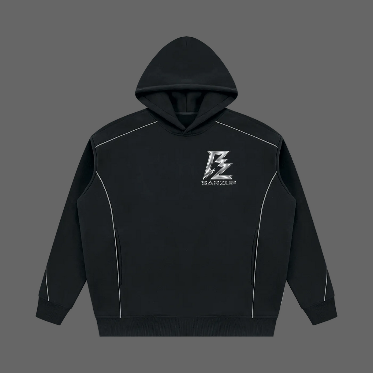 BARZUP Unisex Oversized Piping Fleece Hoodie Set