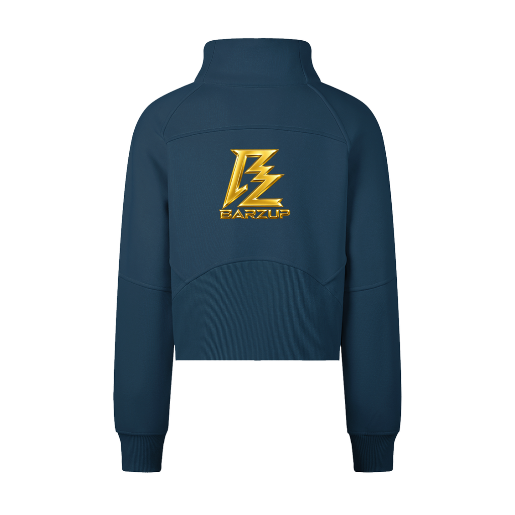 BARZUP Gold Monogram Cropped Half-Zip Sweatshirt