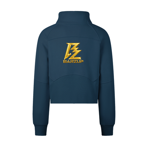 BARZUP Gold Monogram Cropped Half-Zip Sweatshirt