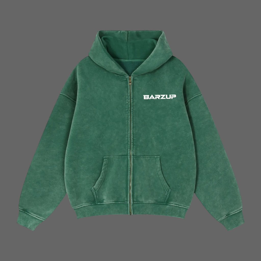 BARZUP Snow-Washed Zip-Through Fleece Set