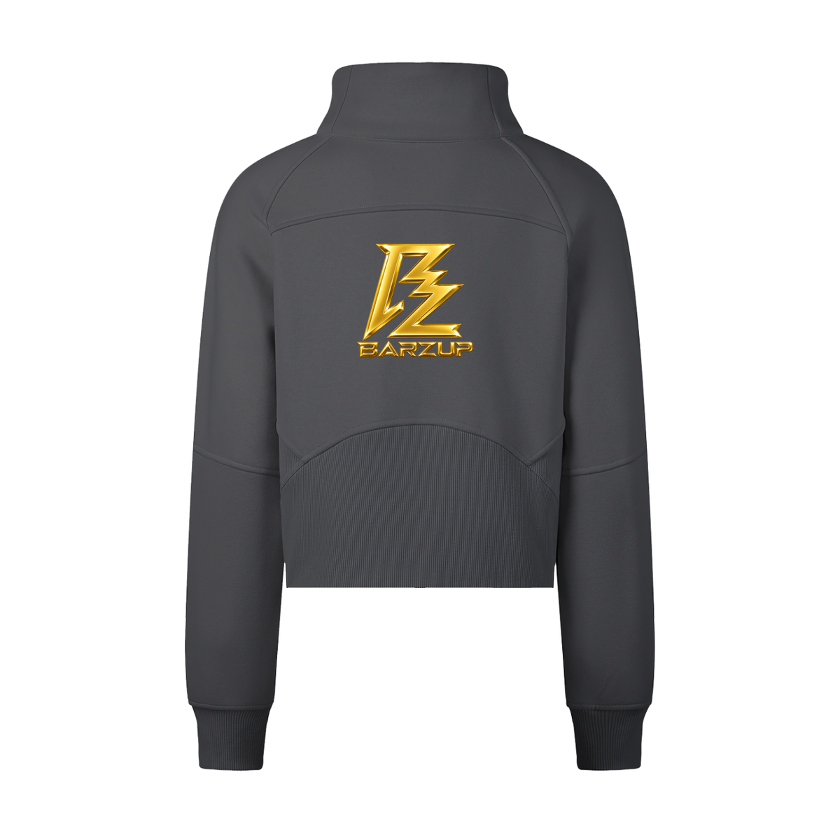 BARZUP Gold Monogram Cropped Half-Zip Sweatshirt