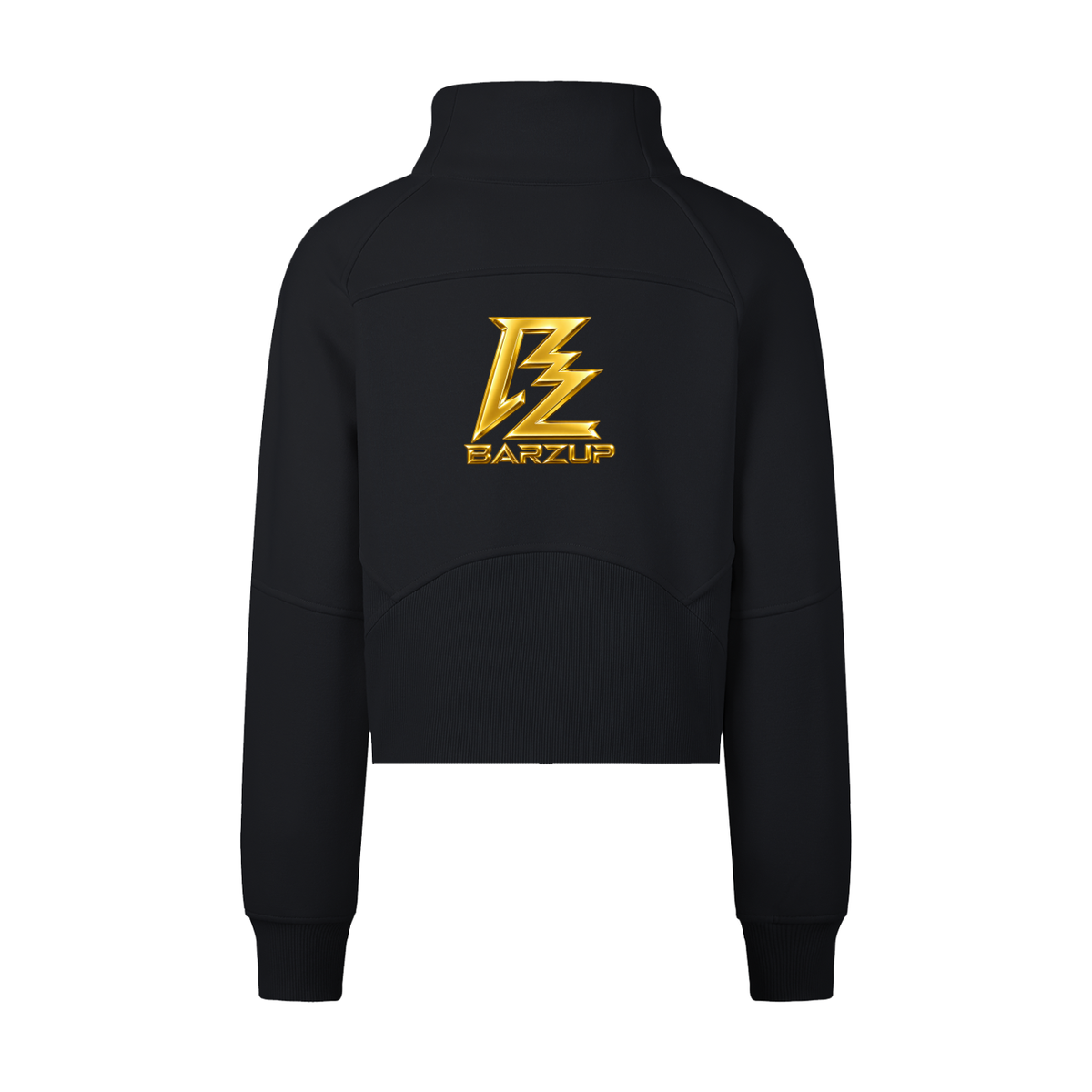 BARZUP Gold Monogram Cropped Half-Zip Sweatshirt