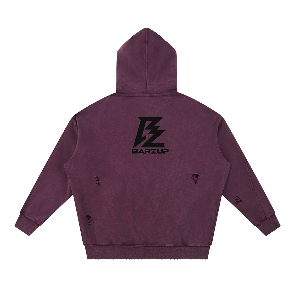 BARZUP Snow-Washed Distressed Hoodie