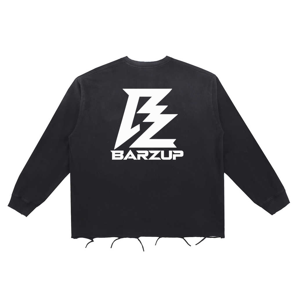BARZUP Snow-Wash Raw Edge Long-Sleeve Tee