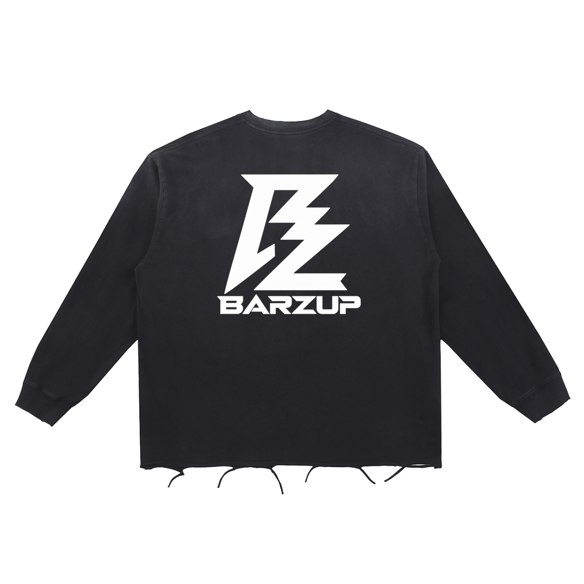 BARZUP Snow-Wash Raw Edge Long-Sleeve Tee