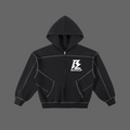 Contrast-Stitched Boxy Fleece Zip Hoodie
